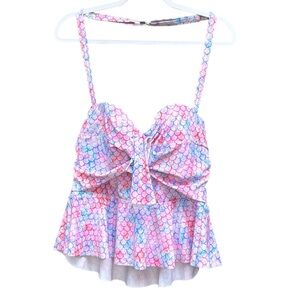 Torrid Mermaid Underwire Peplum Tankini Bikini  Top Swim Shirt Size 0 (L)